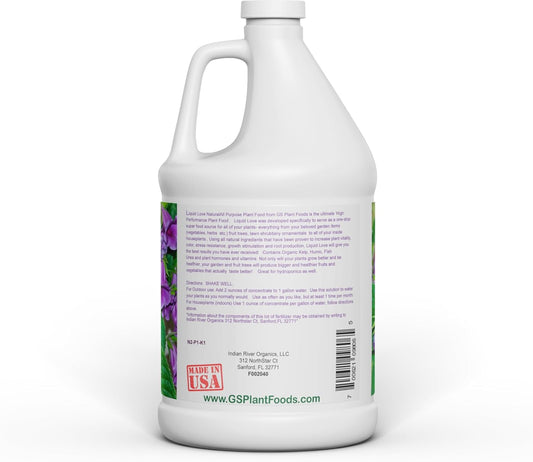 Liquid Love All Purpose Plant Food white gallon jug GS Plant Foods fertilizer on Tampa Home & Garden Store