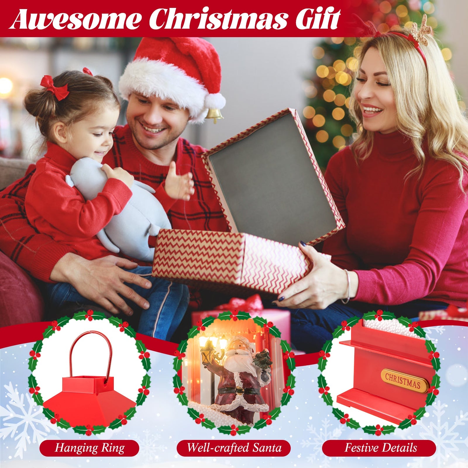 61 Inch Christmas Lamp Post Red Detachable Snow Globe Lantern DirectDeals lamp post mounts on Tampa Home & Garden Store