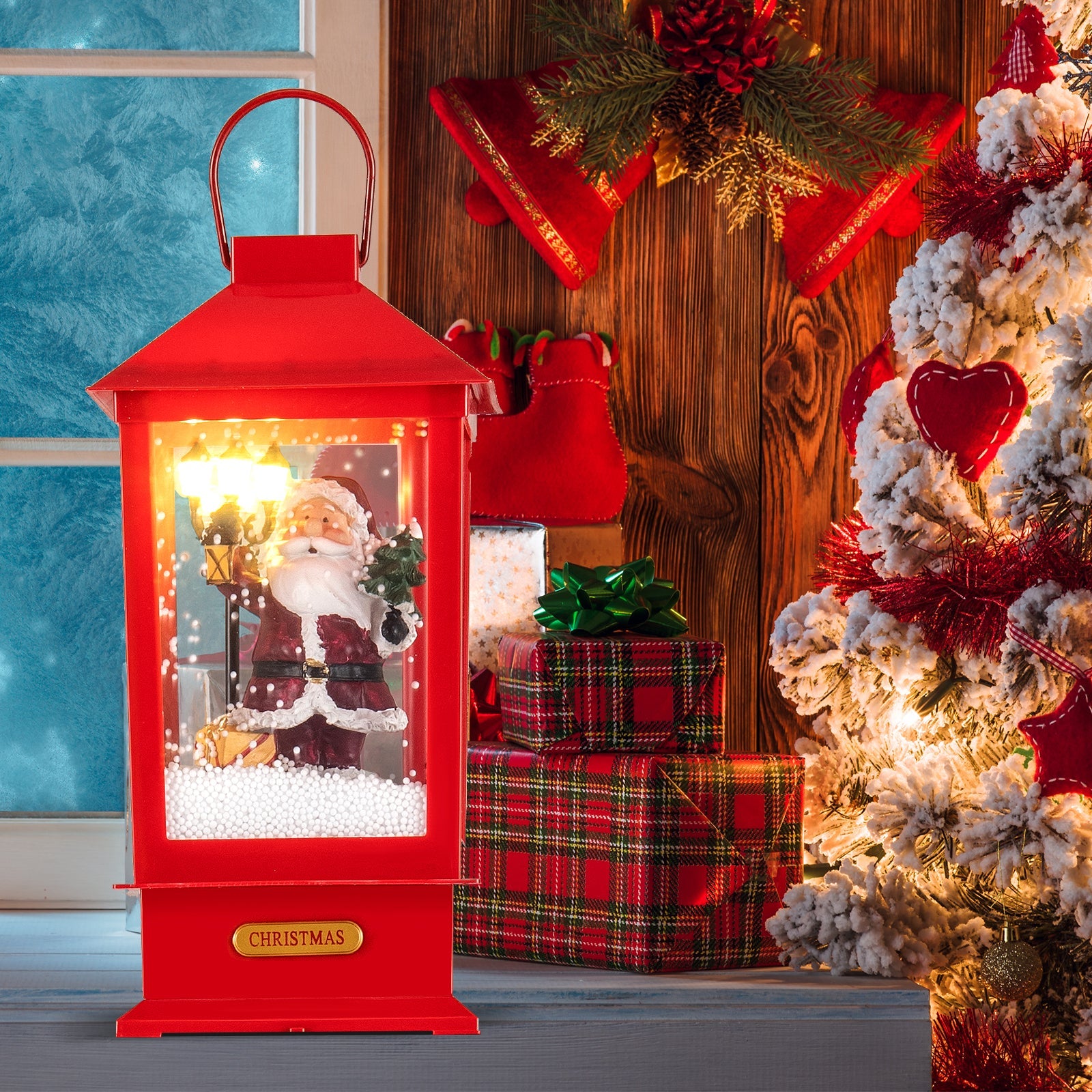 61in red Christmas Musical Street Lamp Post with detachable Snow Globe Lantern DirectDeals on Tampa Home & Garden Store