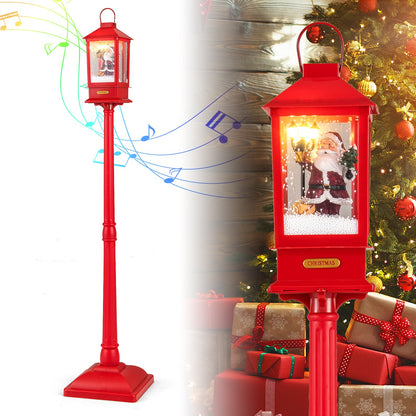 61 Inch Christmas Musical Street Lamp Post with Detachable Snow Globe Lantern Red by DirectDeals on Tampa Home & Garden Store