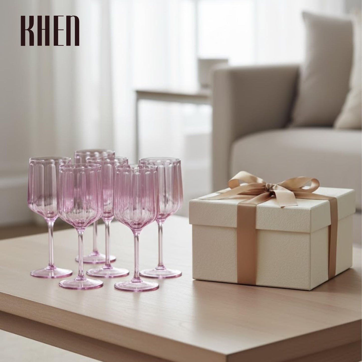 Lucia Acrylic Stemmed Goblets in Lilac Set of 6