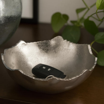 Silver and Brass Half Moon Decorative Bowl