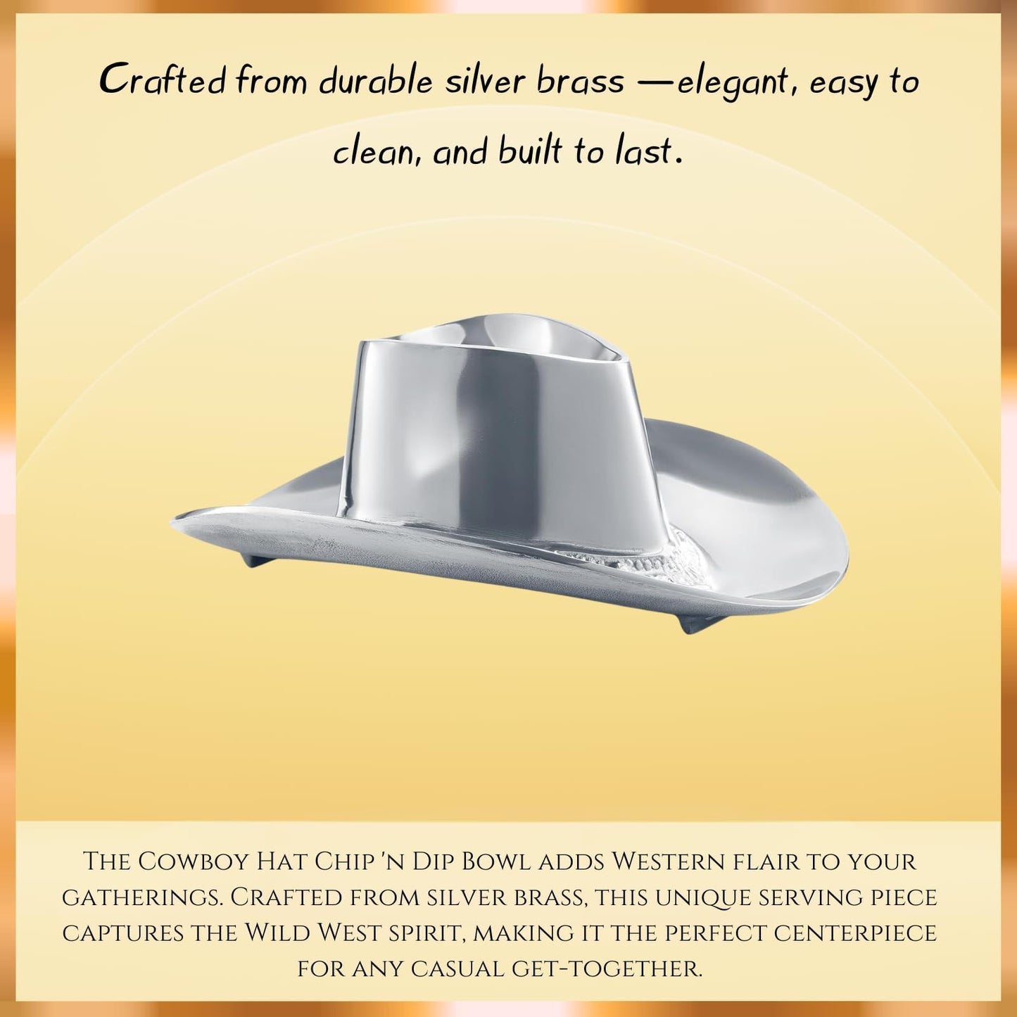 The Silver Brass Cowboy Hat Chip And Dip Bowl
