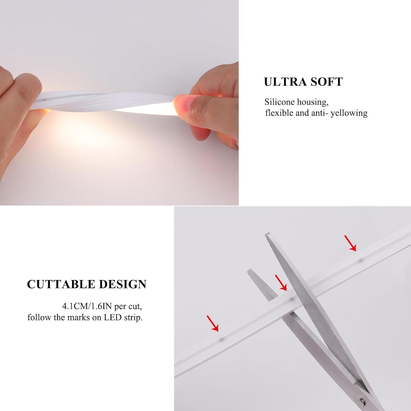 SLN01 – bande lumineuse LED néon COB sans points, 16,4 pieds (5M), DC24V, 60W, IP67, 10x10MM, pour l'extérieur, variable, basse tension, corde en Silicone
