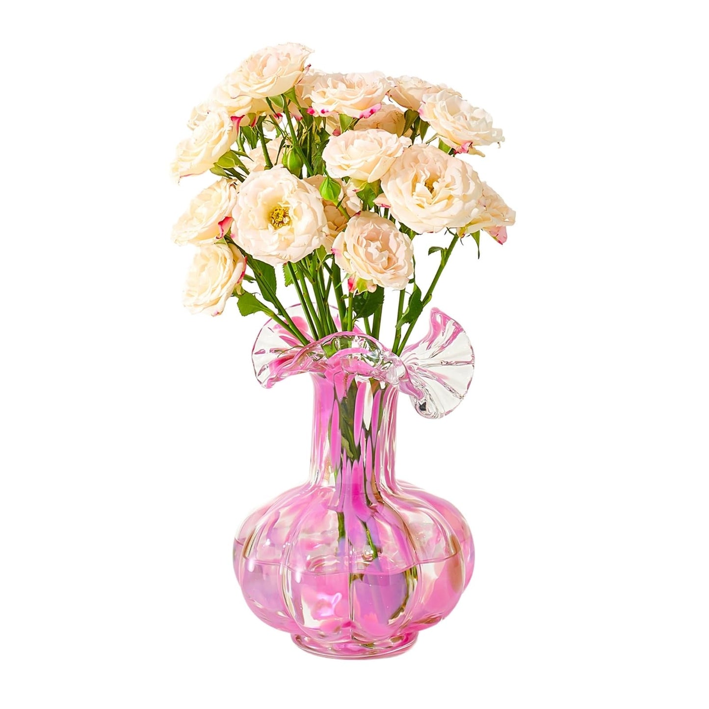 Soft Pink Glass Flower Vase and Spring Decor