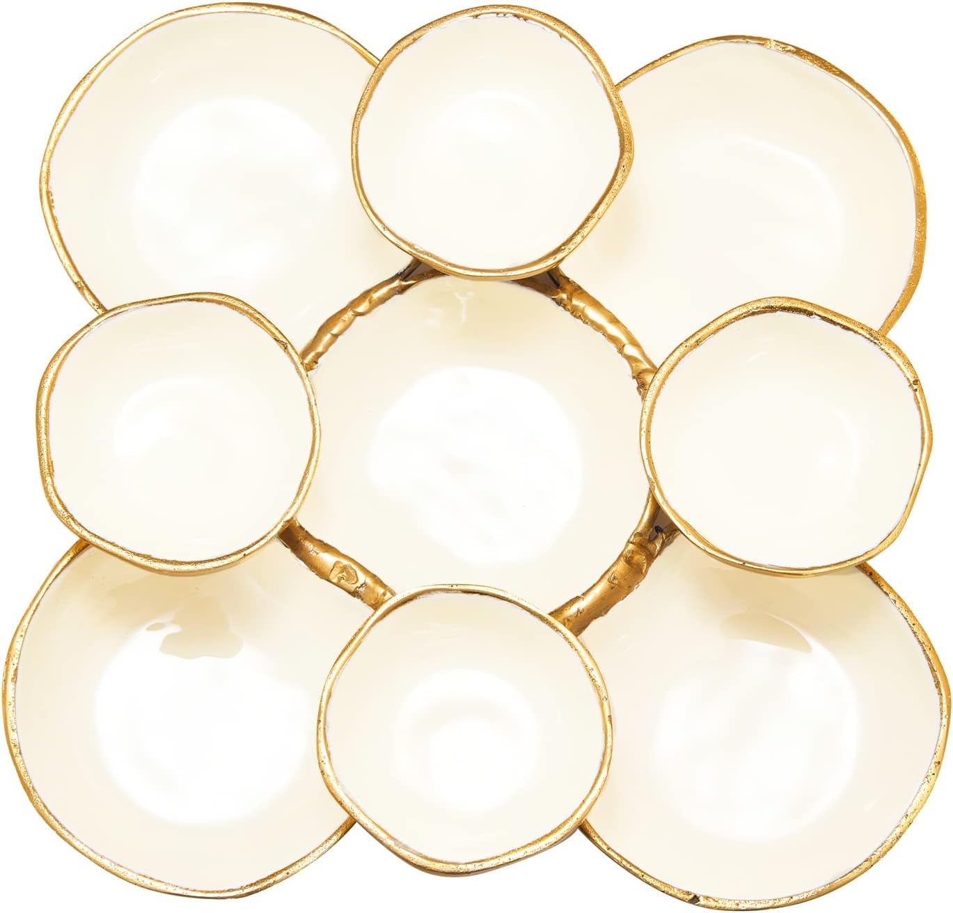 Gold Enamel Serving Bowls in Cluster of 9