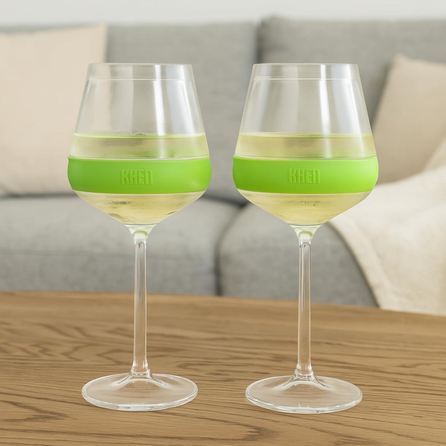 Set of 2 Stemmed Cooling Acrylic Wine Glasses