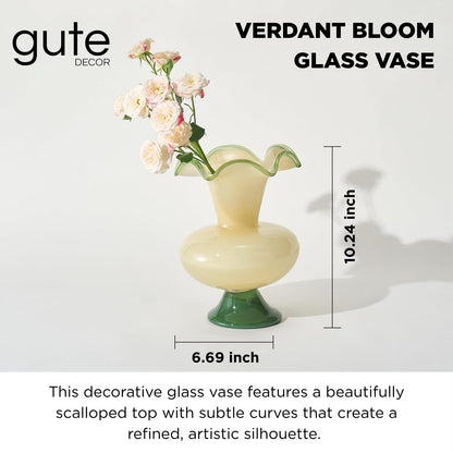 Hand Blown Glass Flower Vase And Vintage Decor