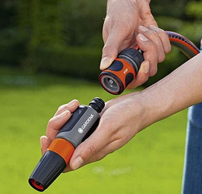 Gardena Premium Hose Connector Set orange/gray quick-connect couplers, two connectors shown on Tampa Home & Garden Store