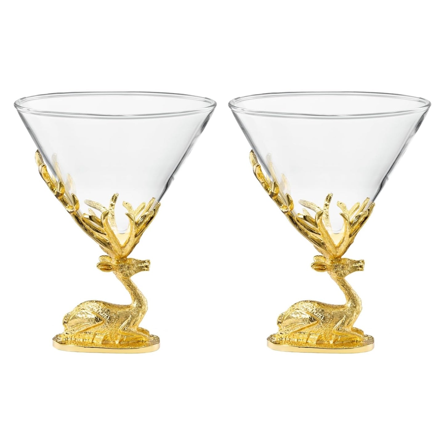 Stag Antler Cocktail Glasses Set of Two Gold