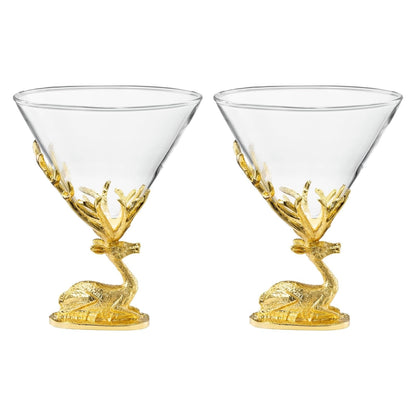 Stag Antler Cocktail Glasses Set of Two Gold