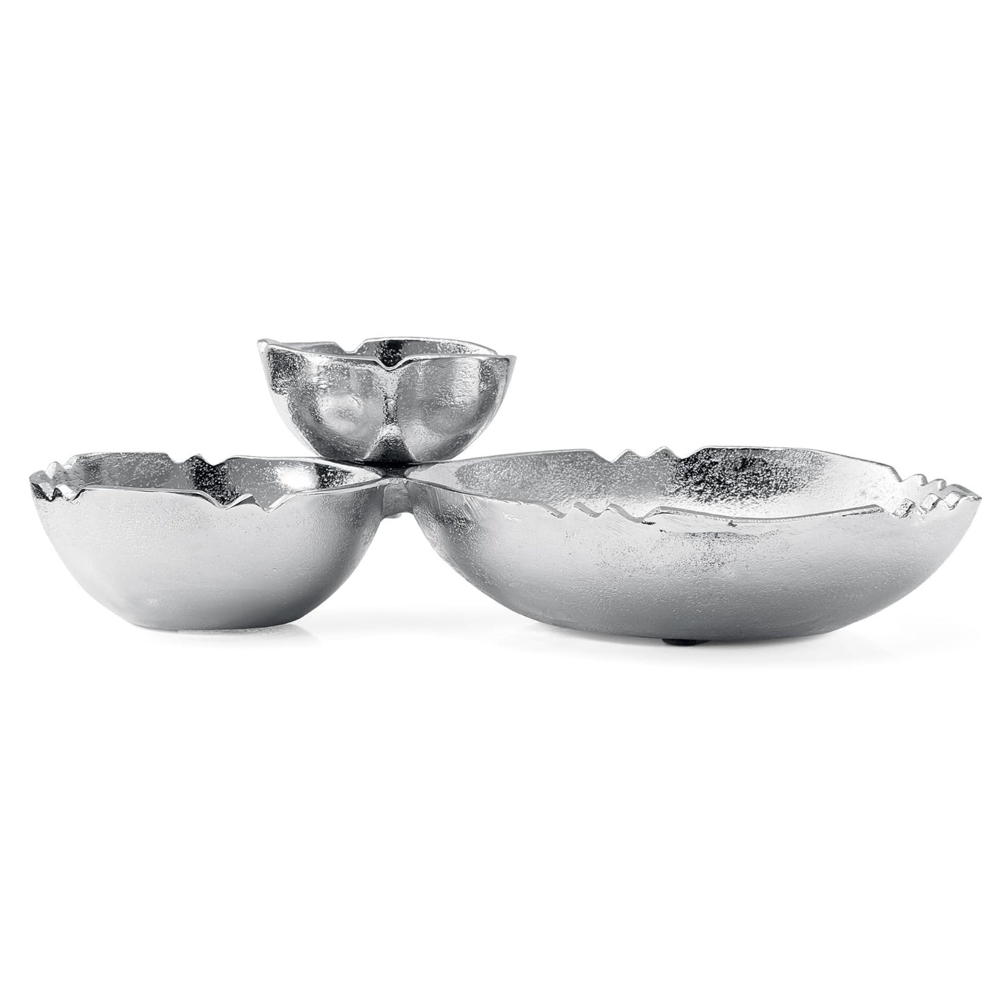 the Three Silver Bowl Cluster Snack Serving Tray