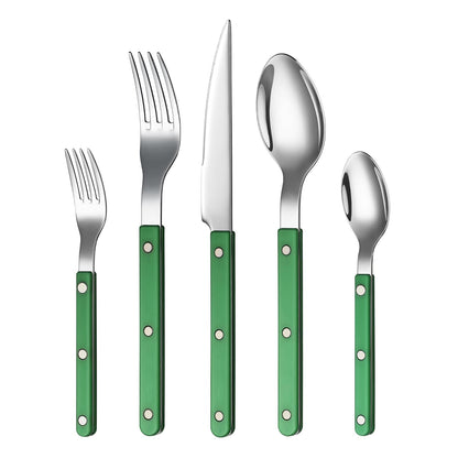 Green Stainless Steel Flatware Set of 20 Pieces