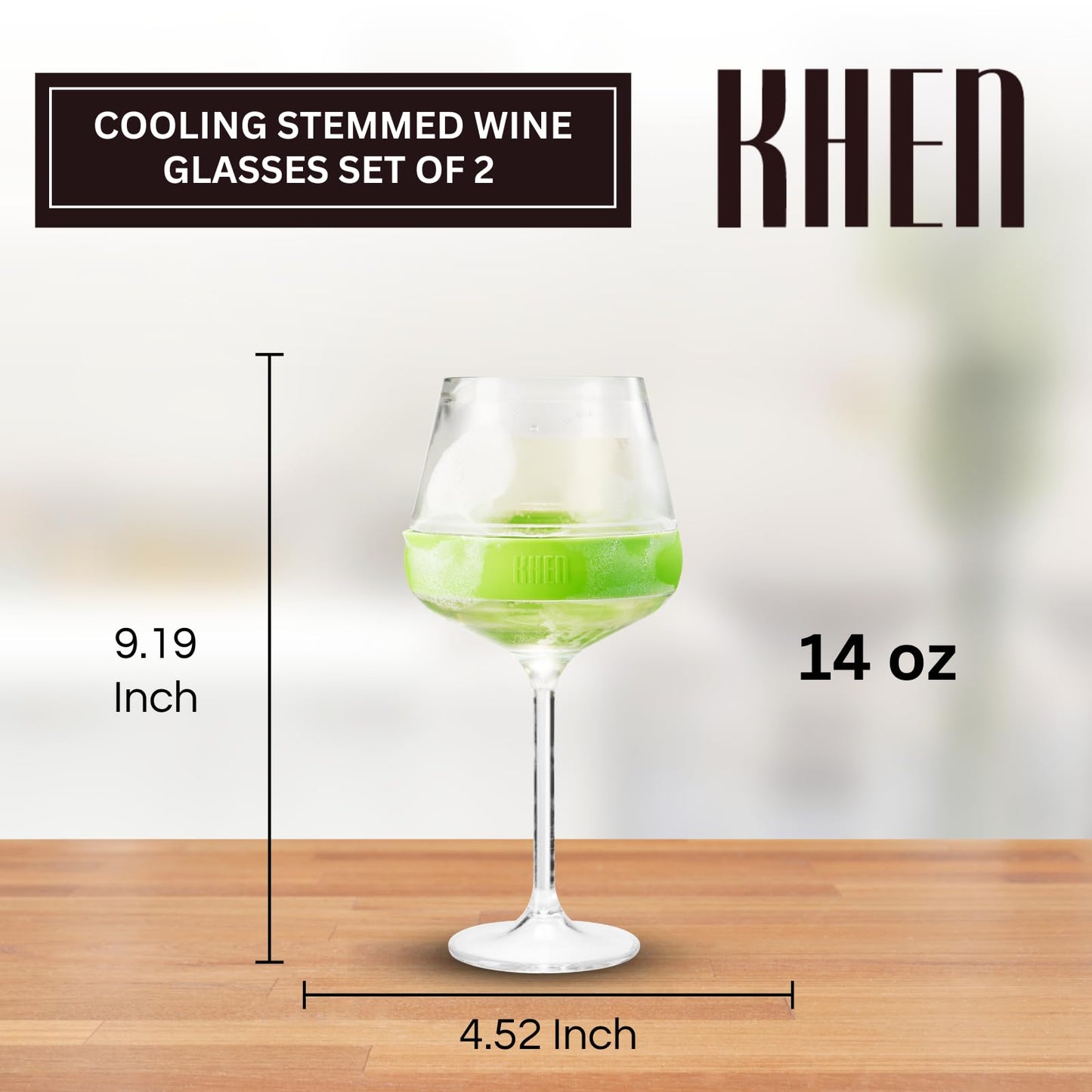 Set of 2 Stemmed Cooling Acrylic Wine Glasses