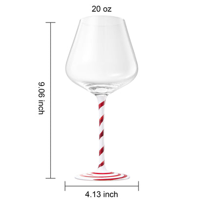 Red White Candy Cane Wine Glasses and Stripes