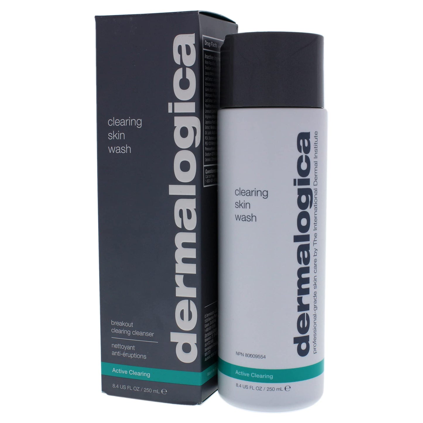 Dermalogica Clearing Skin Wash bottle and box with teal Active Clearing band on Tampa Home & Garden Store