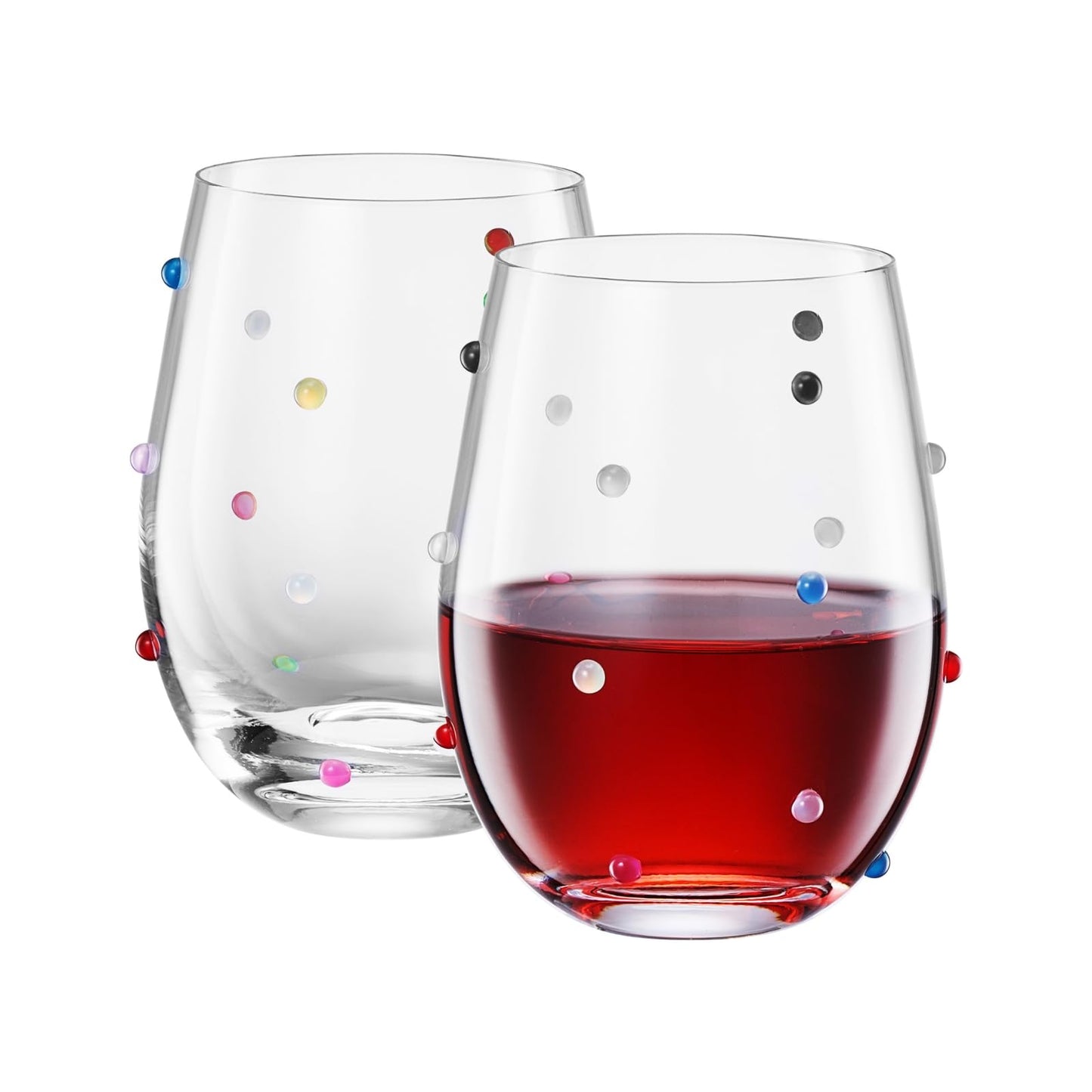 Khen Confetti Stemless Wine Glasses Set of Two