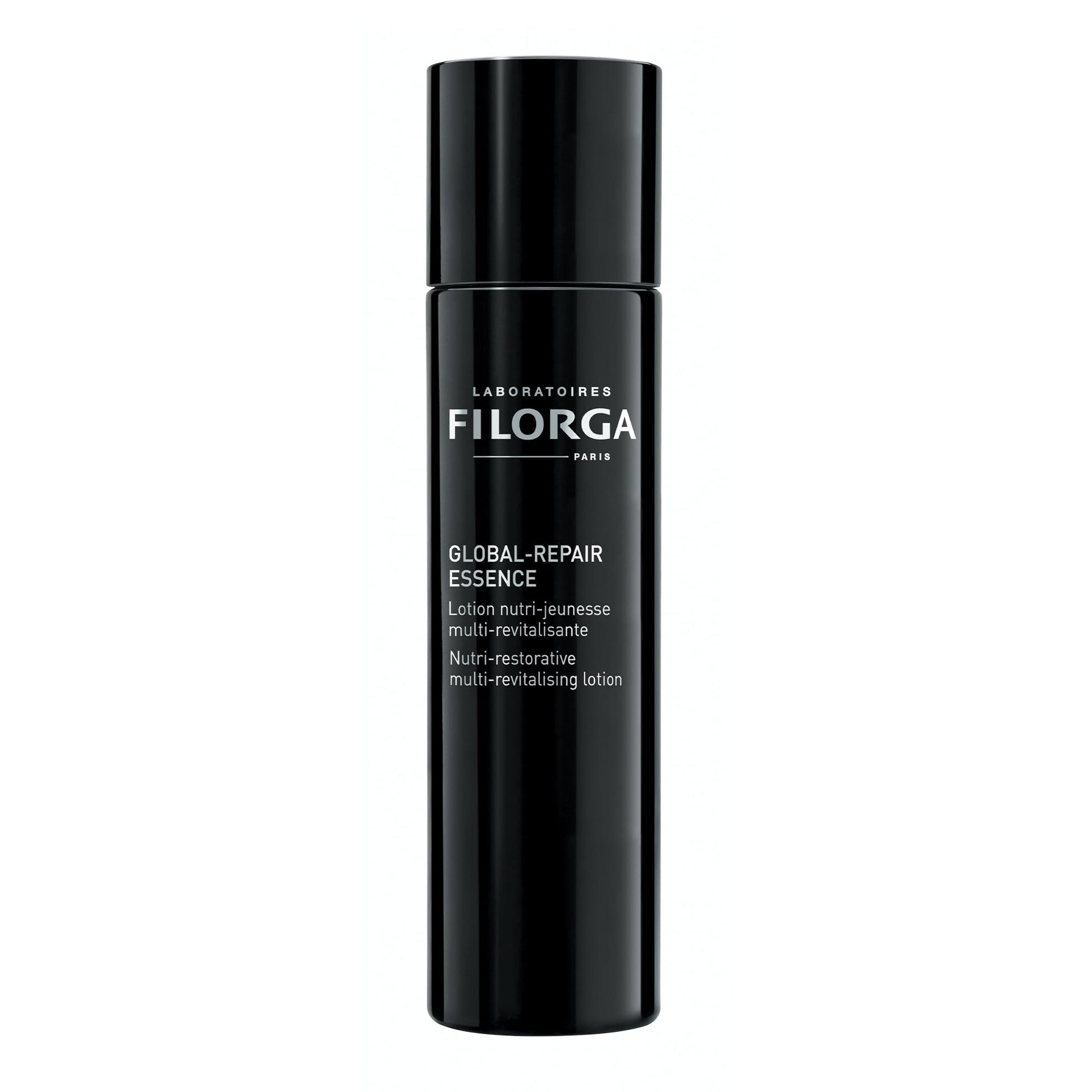 Filorga Global-Repair Essence face serum bottle with glossy black finish, Paris label on Tampa Home & Garden Store