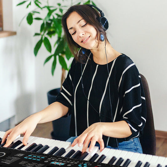 61 Key Electric Portable Digital Keyboard Piano for Beginner-Black - Tampa Home & Garden Store