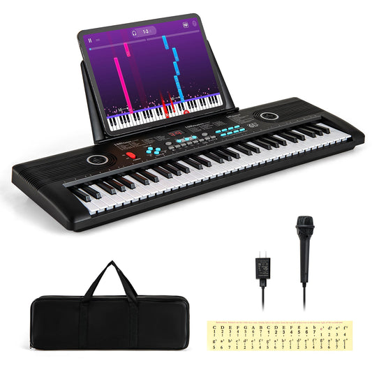 61 Key Electric Portable Digital Keyboard Piano for Beginner-Black - Tampa Home & Garden Store