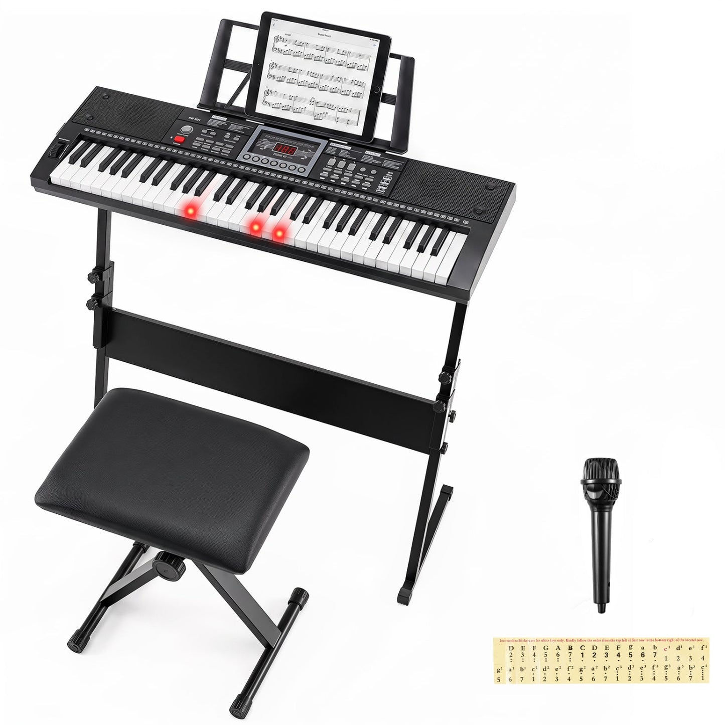 DirectDeals 61-key keyboard piano on adjustable stand with lighted keys and stool on Tampa Home & Garden Store