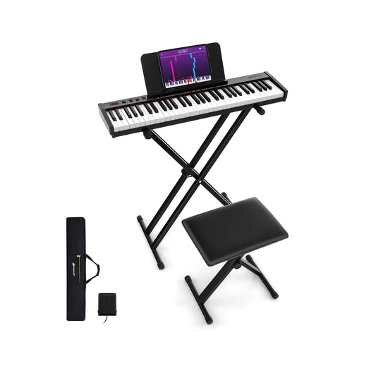 61-Key Portable Electronic Keyboard Piano Complete Digital Piano Set with Stand and Stool - Tampa Home & Garden Store