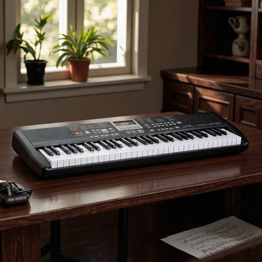 61 Keys Beginners Piano Keyboard Electric Keyboard Kit with Adjustable Stand and Stool-Black - Tampa Home & Garden Store