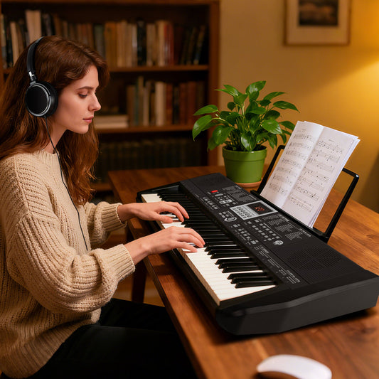 61 Keys Portable Keyboard for Beginners Electric Piano Keyboard Kit with 200 Rhythms and 200 Tones-Black - Tampa Home & Garden Store
