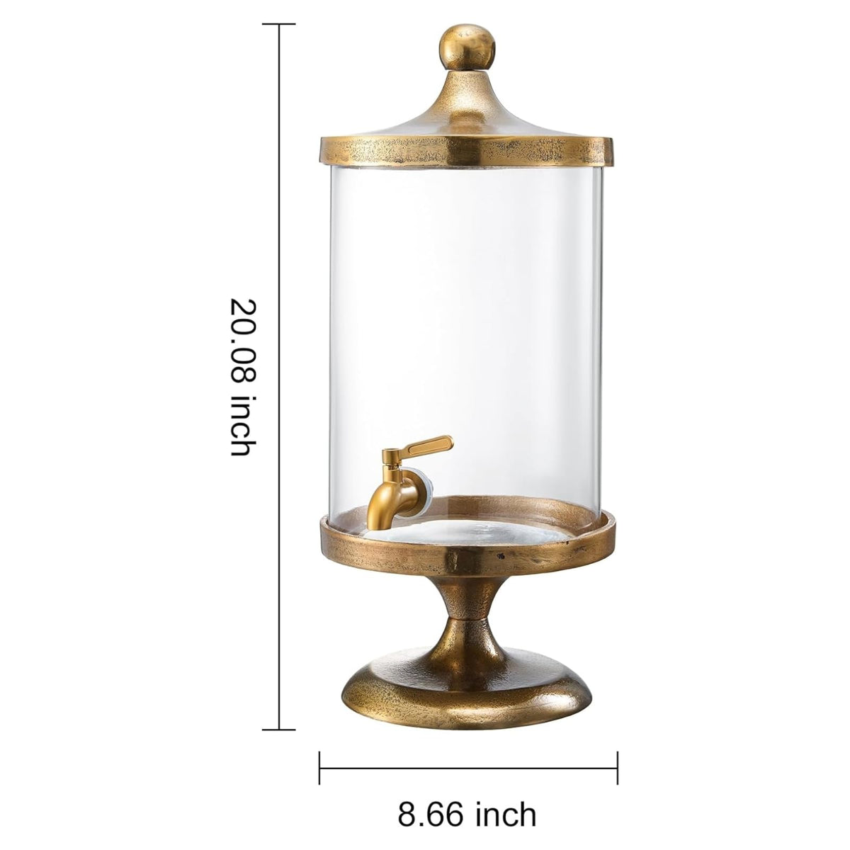 Brass Gold Glass Beverage Dispenser And Stand