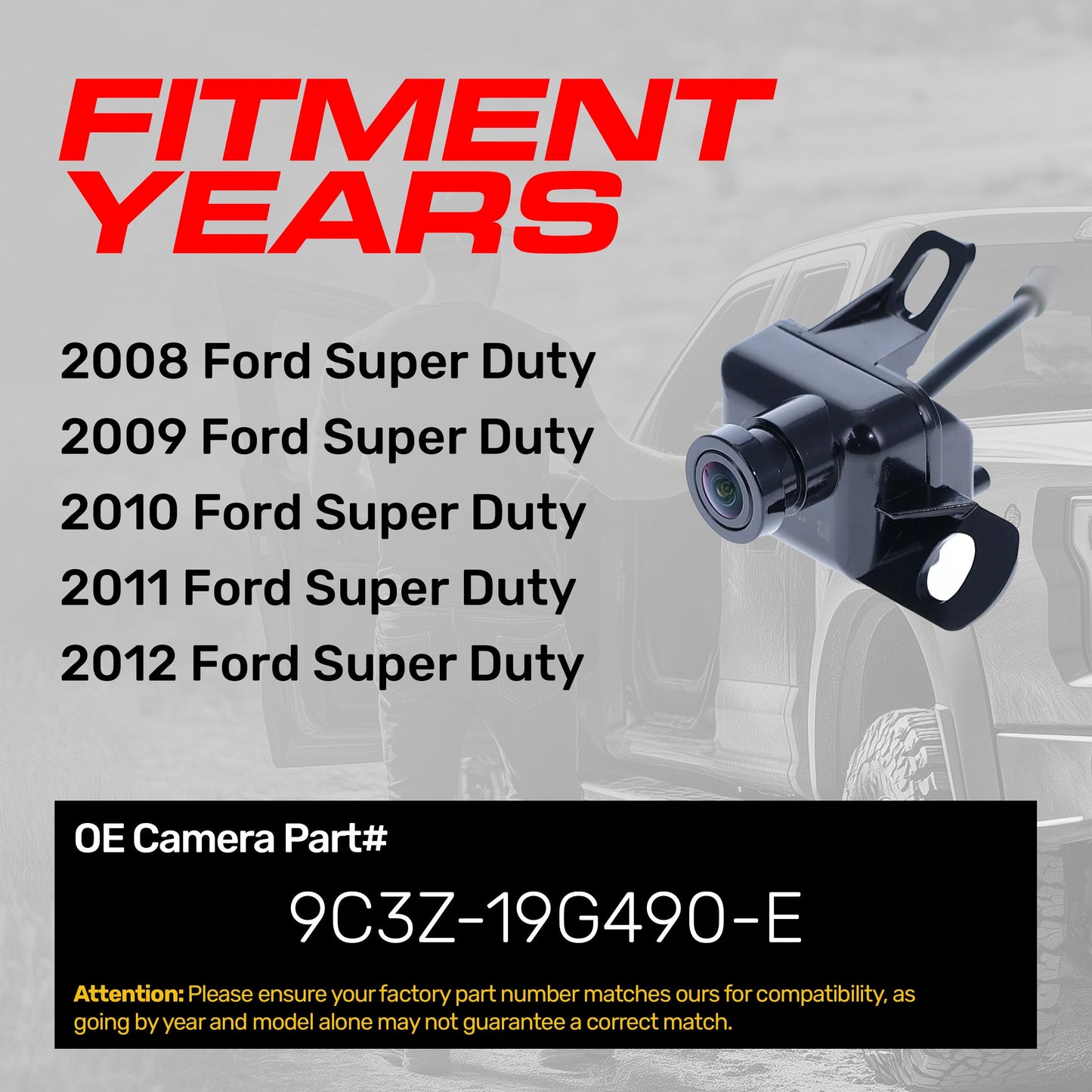 Ford Super Duty OEM backup camera by Master Tailgaters, OEM replacement part 9C3Z-19G490-E on Tampa Home & Garden Store
