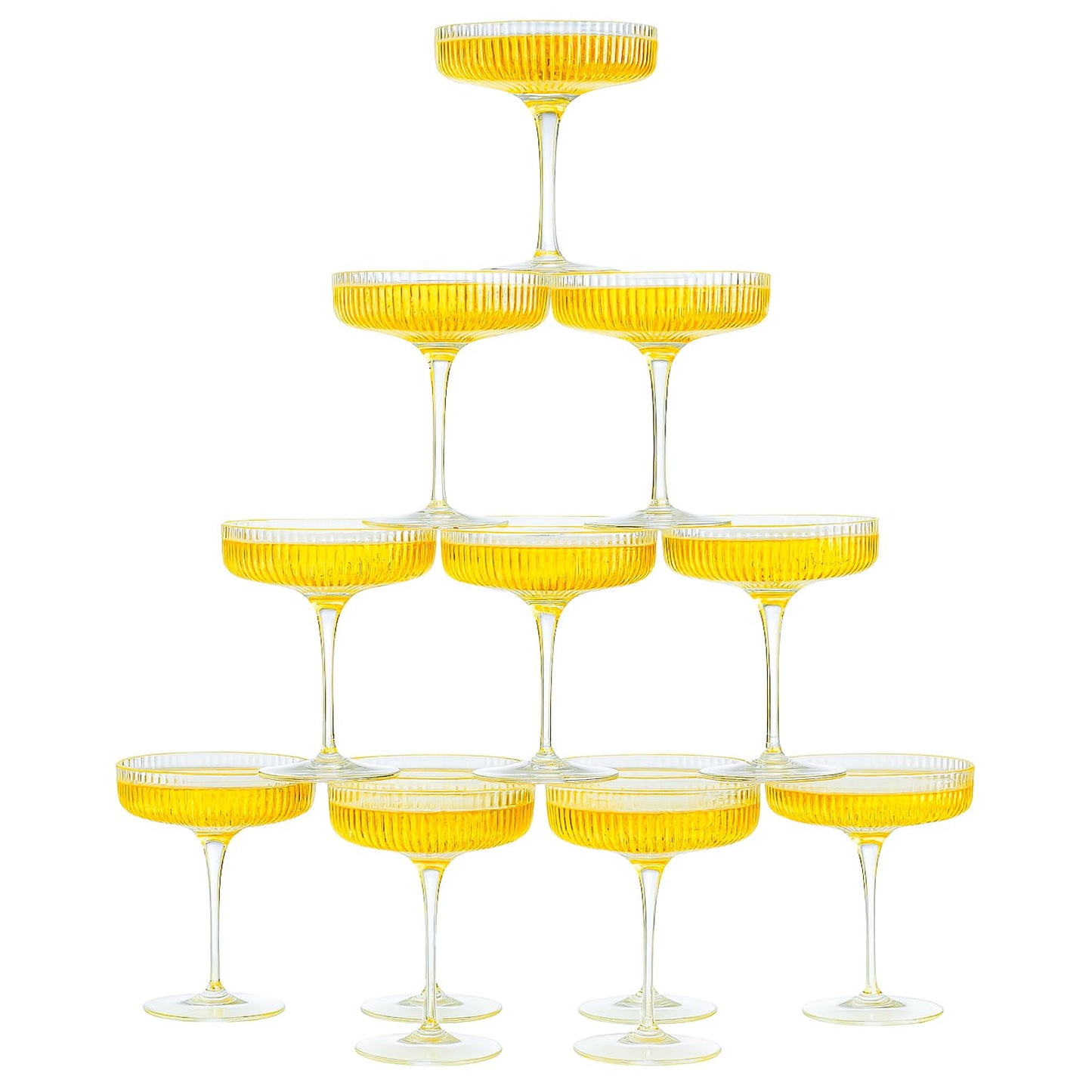 Como Ribbed Champagne Coupe Glassware Set of 12