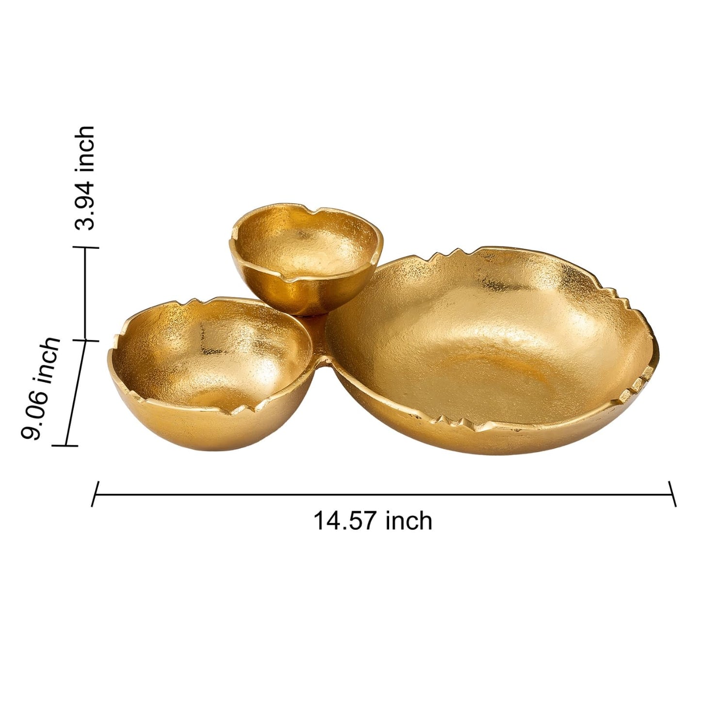 Set Of 3 Gold Clusters And A Decorative Tray