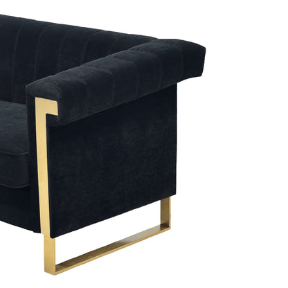 Black Velvet Chesterfield Sofa And Tufted Back
