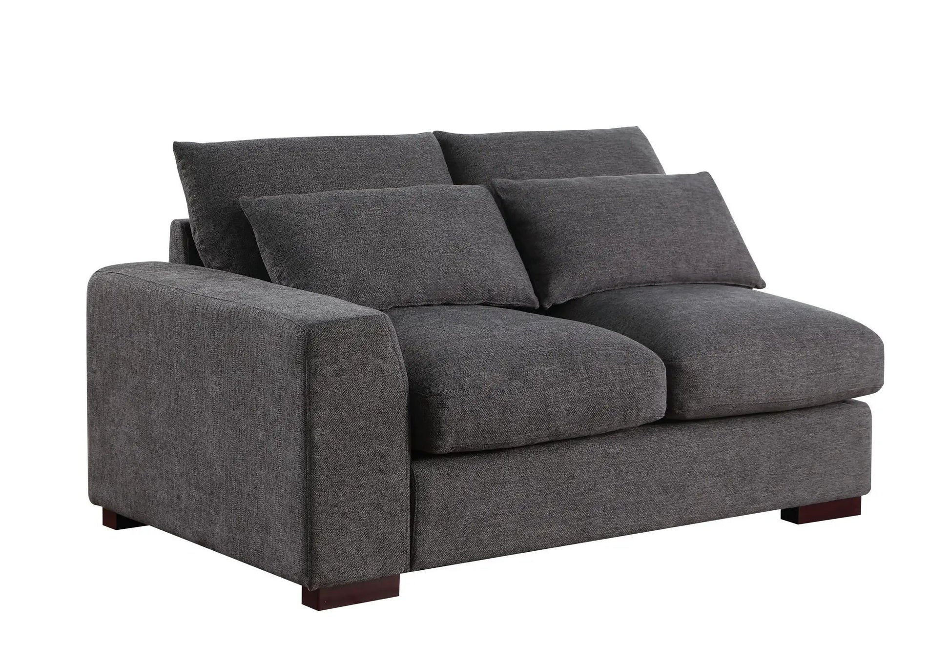 Tatman linen blend sectional with 2 ottomans in dark gray fabric, 3-piece set on Tampa Home & Garden Store