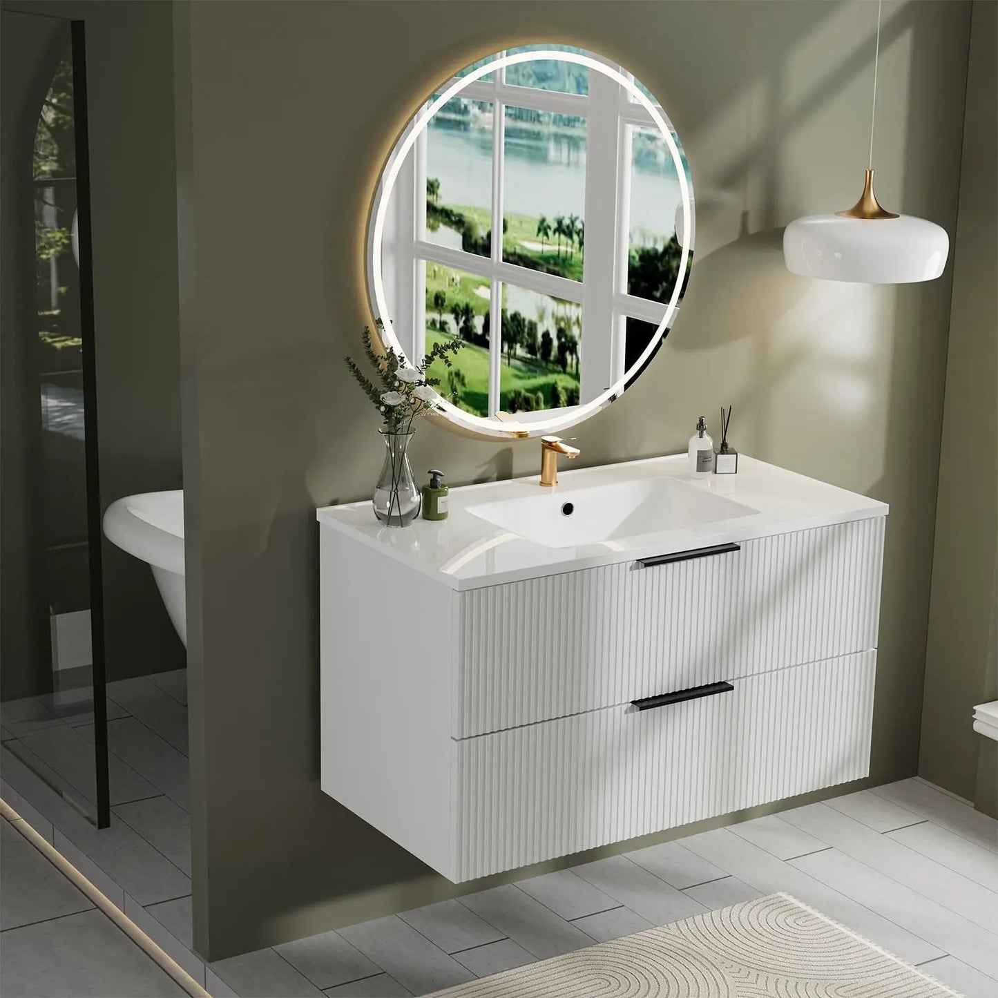 Floating Wall Mounted Vanity Sink and Drawers