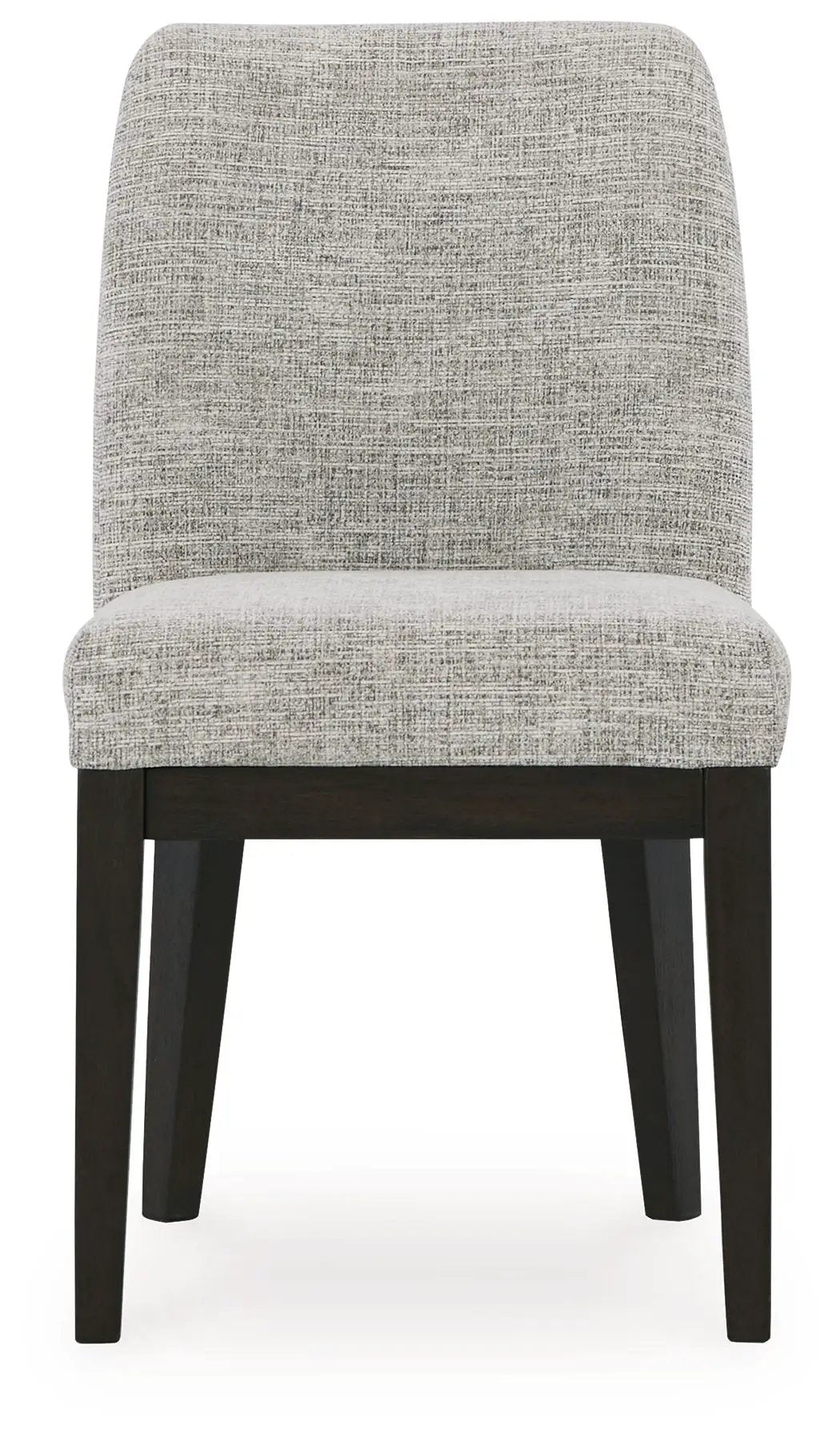 Burkhaus Dining UPH Side Chair beige textured upholstery with dark brown wood legs on Tampa Home & Garden Store