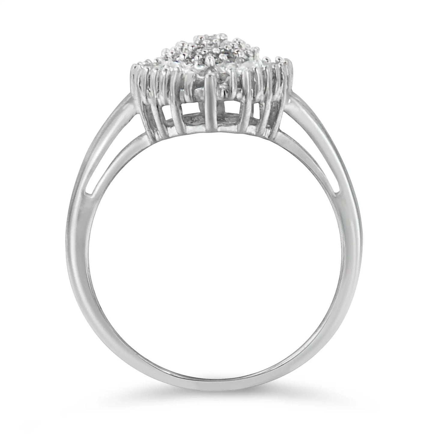 10K white gold cocktail ring with pear-shaped pavé diamond cluster halo on domed setting on Tampa Home & Garden Store