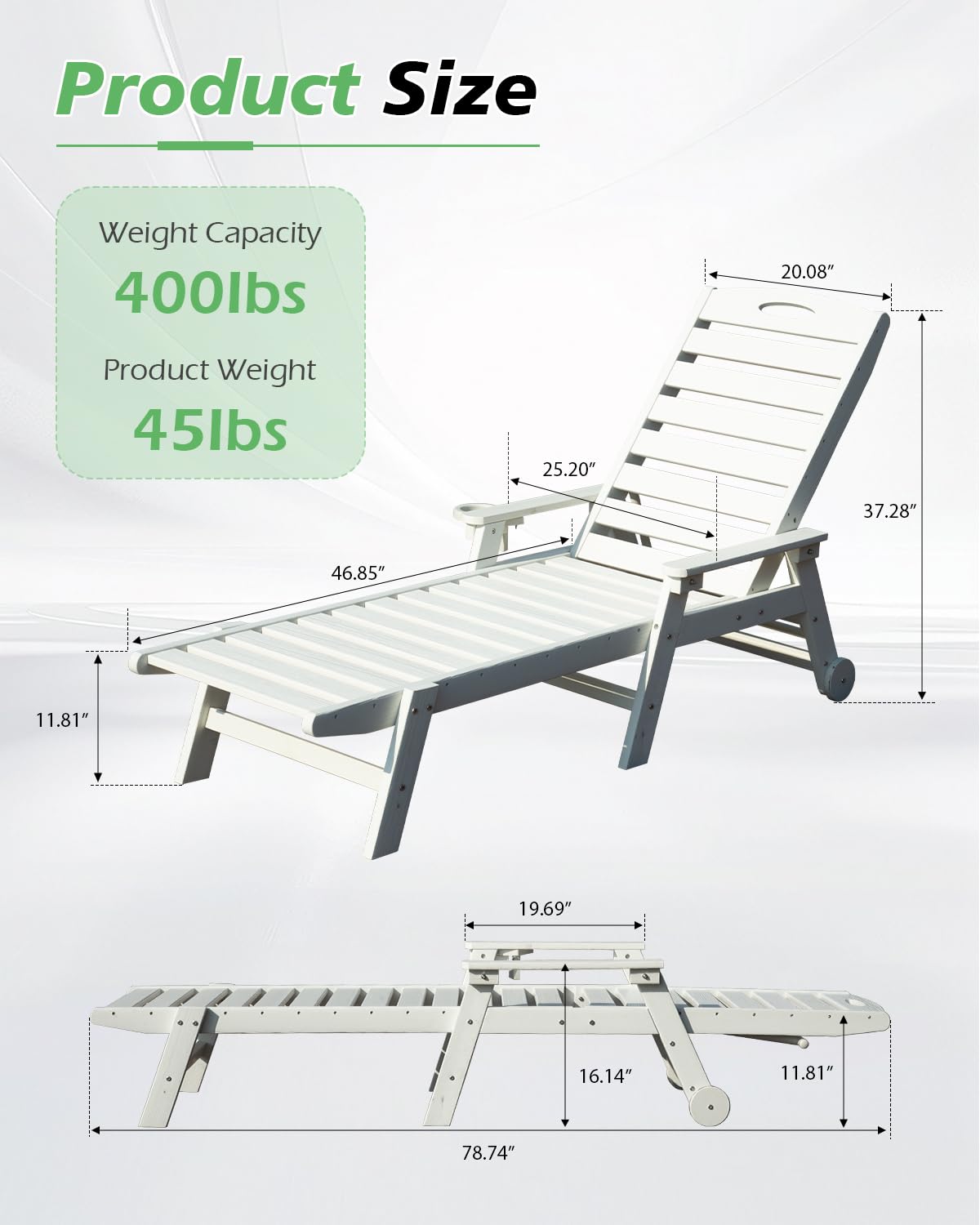 Reclining Outdoor HDPE Patio Lounge Chair