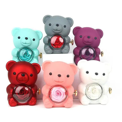 6 bear jewelry boxes with rotating rose in aqua gray purple red pink white by FLIPSTYLEZLLC on Tampa Home & Garden Store