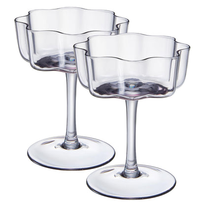 Flower Wave Coupe Cocktail Glasses Set For Two