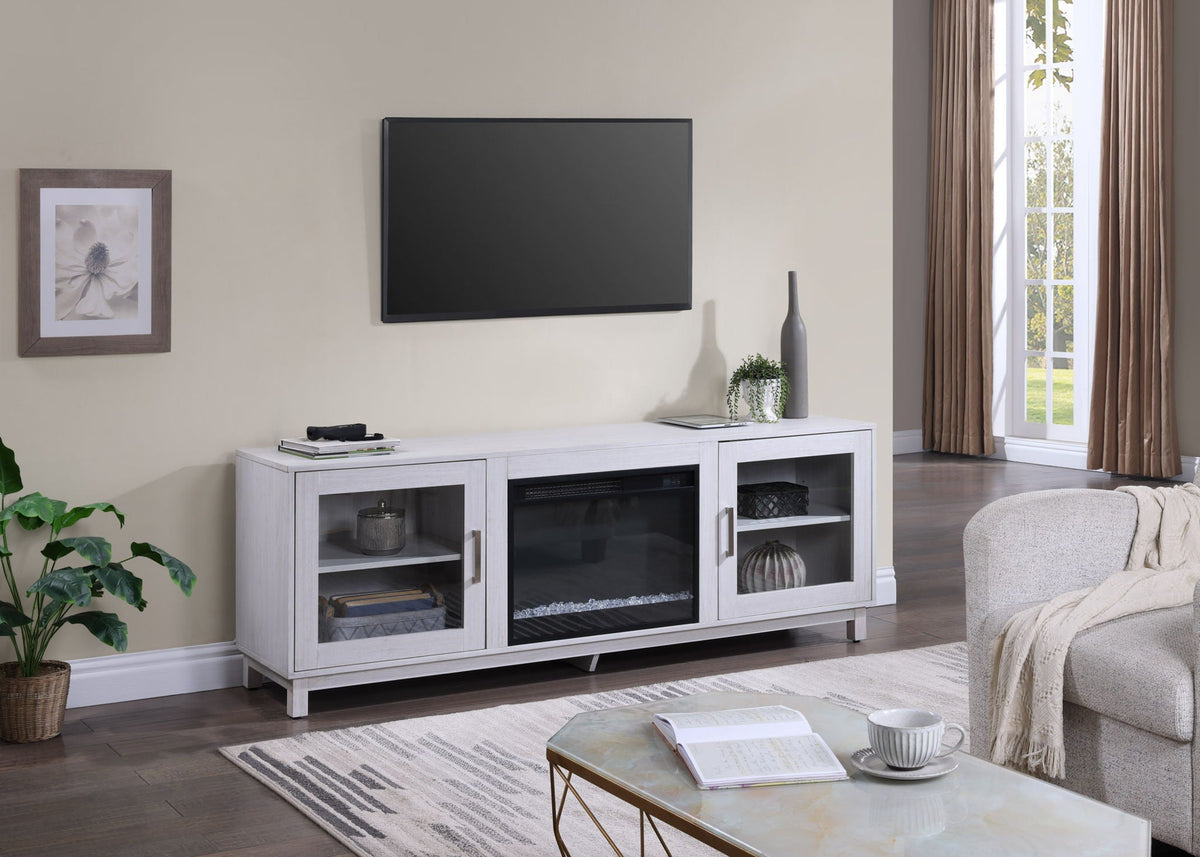 Fireplace TV Stand Console White Walnut 70in integrated heater HouseOfZazla on Tampa Home & Garden Store