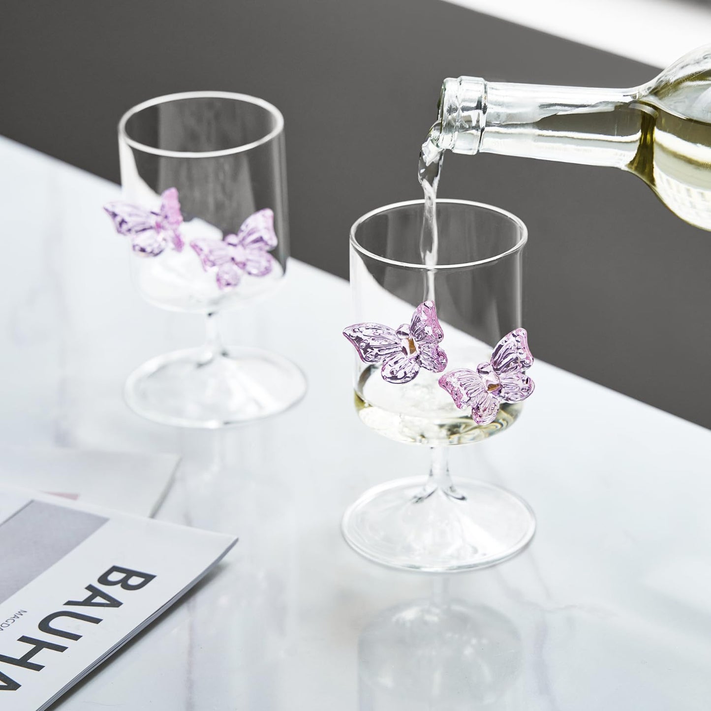 Butterfly Wine Goblet Set and Two Glass Holders