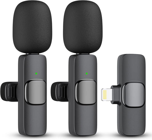 Wireless Lavalier Microphone for iPhone iPad Dual Clip On Mic 2 Pack Lightning - Tampa Home & Garden Store