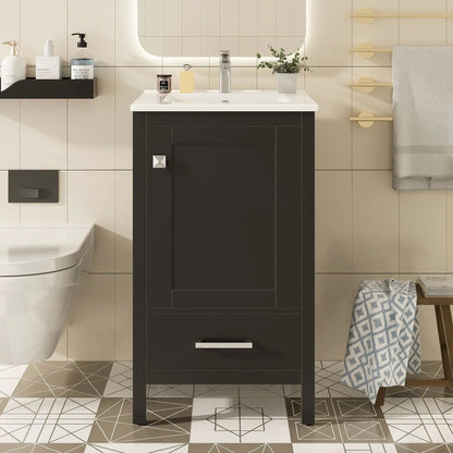 Bathroom Vanity Ceramic Sink and Divider Drawer