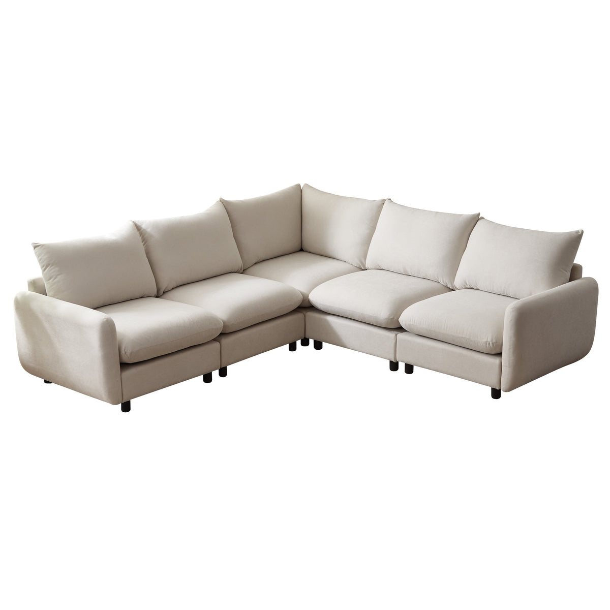 99in oversize 5-piece L-shaped modular sectional sofa beige fabric by HouseOfZazla on Tampa Home & Garden Store