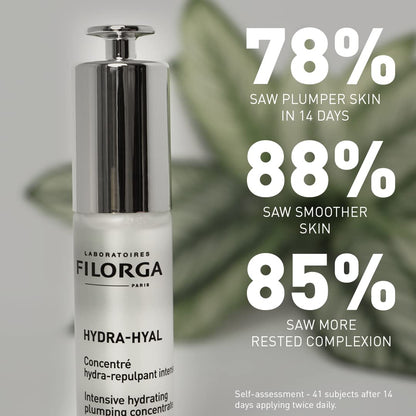 Filorga Hydra-Hyal hyaluronic acid hydrating serum bottle with silver pump white label on Tampa Home & Garden Store