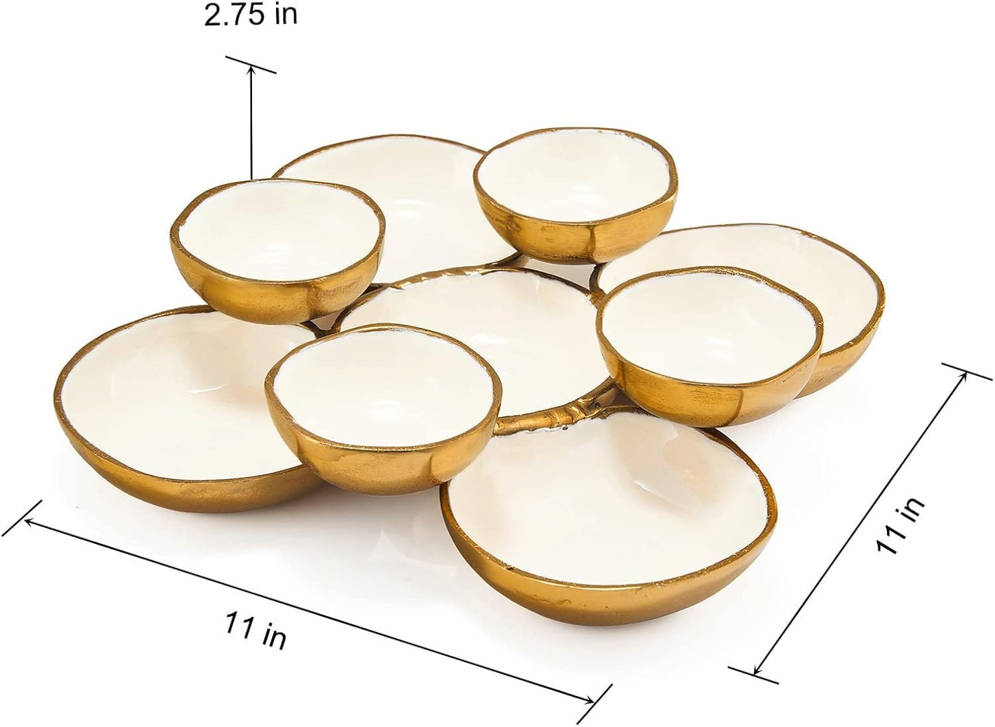 Gold Enamel Serving Bowls in Cluster of 9