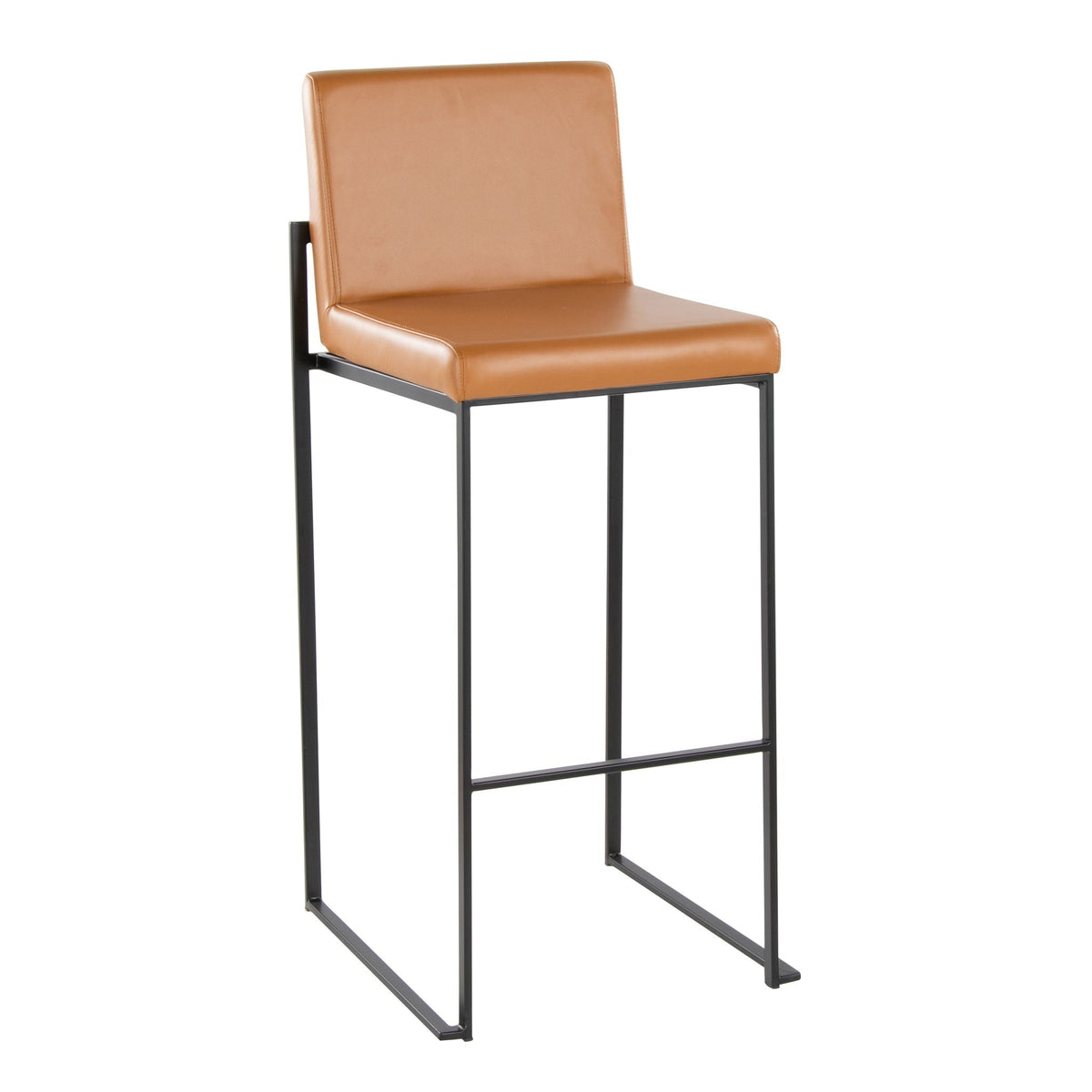 High back barstool set in tan leather with black metal frames (2 stools) by HouseOfZazla on Tampa Home & Garden Store