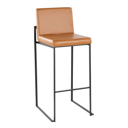 High back barstool set in tan leather with black metal frames (2 stools) by HouseOfZazla on Tampa Home & Garden Store