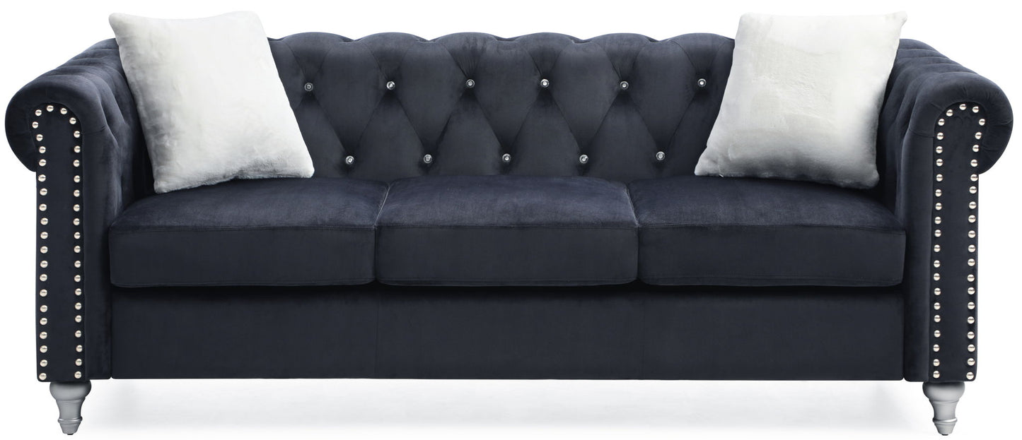 the Raisa Tufted Sofa and Nailhead Accents